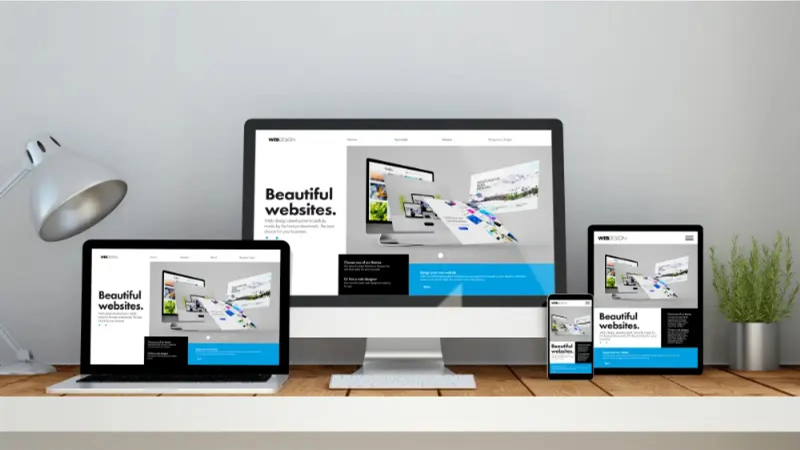複数のデバイスで表示されたホームページのイメージ
